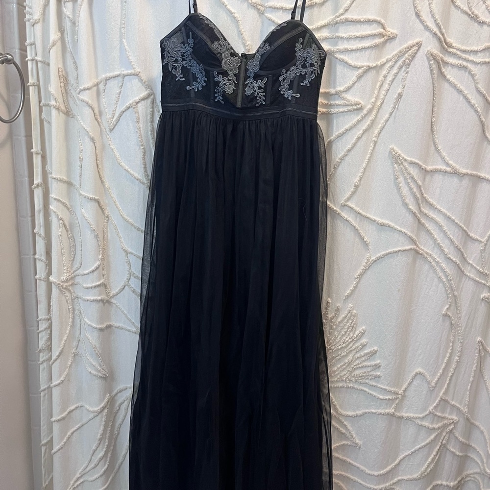ASOS Black Maxi Dress with Corset Embroidered Details